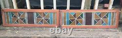 Set of Vintage Stained Glass Multicolored Rectangle Hangings 10x30 Each