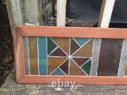 Set of Vintage Stained Glass Multicolored Rectangle Hangings 10x30 Each