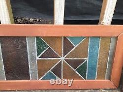 Set of Vintage Stained Glass Multicolored Rectangle Hangings 10x30 Each