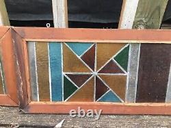 Set of Vintage Stained Glass Multicolored Rectangle Hangings 10x30 Each