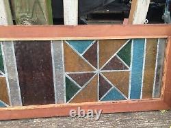 Set of Vintage Stained Glass Multicolored Rectangle Hangings 10x30 Each