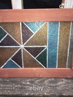 Set of Vintage Stained Glass Multicolored Rectangle Hangings 10x30 Each