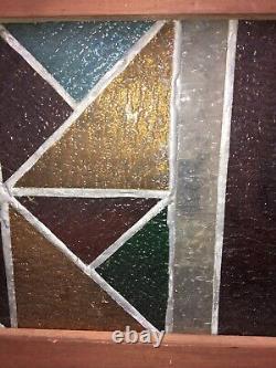 Set of Vintage Stained Glass Multicolored Rectangle Hangings 10x30 Each