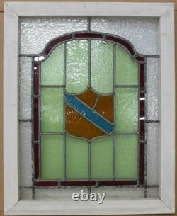 Shield Midsize Old English Leaded Stained Glass Window 17.75 X 22.25