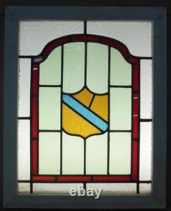 Shield Midsize Old English Leaded Stained Glass Window 17.75 X 22.25