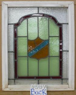 Shield Midsize Old English Leaded Stained Glass Window 17.75 X 22.25