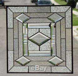 ShimmerBeveled Stained Glass Window Panel 20 1/8 x 19 3/4