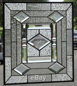 ShimmerBeveled Stained Glass Window Panel 20 1/8 x 19 3/4