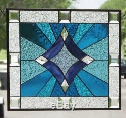 Shining Bright -Beveled Stained Glass Window Panel 19 5/8 x 15 7/8
