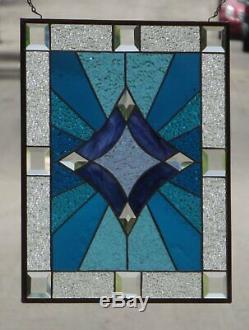 Shining Bright -Beveled Stained Glass Window Panel 19 5/8 x 15 7/8