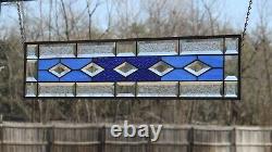 Sidelight's 2 Blue's -Beveled Stained Glass Window Panel, 2 Avail? 31.5x7.5