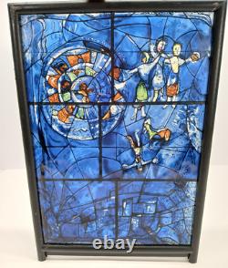 Signed Marc Chagall Vintage Stained Glass Art Panel Dance Chicago Art Institute