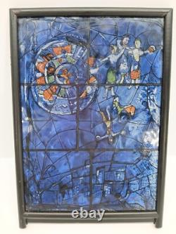 Signed Marc Chagall Vintage Stained Glass Art Panel Dance Chicago Art Institute