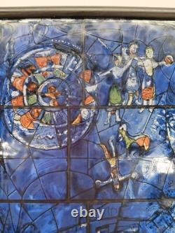 Signed Marc Chagall Vintage Stained Glass Art Panel Dance Chicago Art Institute