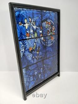 Signed Marc Chagall Vintage Stained Glass Art Panel Dance Chicago Art Institute
