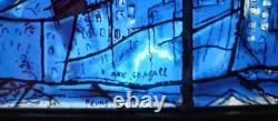 Signed Marc Chagall Vintage Stained Glass Art Panel Dance Chicago Art Institute