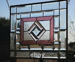 Sip of Wine- Beveled Stained Glass Window Panel- ready 2 Hang 17.5 x 14.5