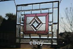 Sip of Wine- Beveled Stained Glass Window Panel- ready 2 Hang 17.5 x 14.5