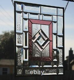 Sip of Wine- Beveled Stained Glass Window Panel- ready 2 Hang 17.5 x 14.5