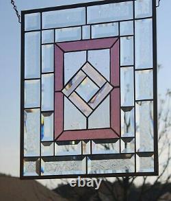 Sip of Wine- Beveled Stained Glass Window Panel- ready 2 Hang 17.5 x 14.5