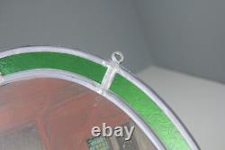 Small Oval Antique Hand Painted & Stained Glass Panel Mother & Daughter