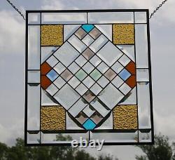 So many Bevels-Stained Glass Window Panel -HMD 20 1/2X 18 1/2