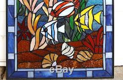 Sold out! 20 x 34 Fish under the Sea Tiffany Style stained glass window panel