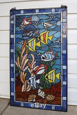 Sold out! 20 x 34 Fish under the Sea Tiffany Style stained glass window panel