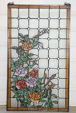 Sold out! 20 x 34 Large Tiffany Style stained glass window panel Rose Flower