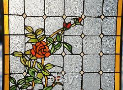 Sold out! Tiffany Style stained glass window panel Rose Flowers, 20 x 34