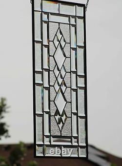 Sophistication Beveled Stained Glass Window Panel-Transom-26.5x 12.5