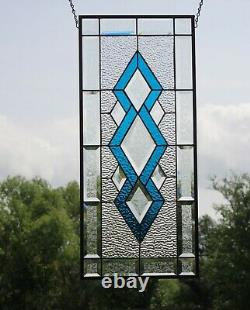 Sophistication. Beveled Stained Glass Window Panel-Transom- 28 1/2x 12 1/2