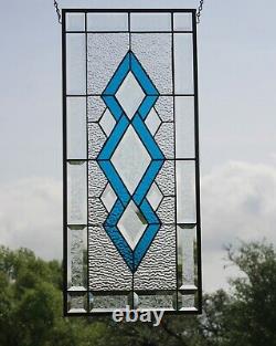 Sophistication. Beveled Stained Glass Window Panel-Transom- 28 1/2x 12 1/2