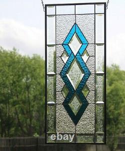 Sophistication. Beveled Stained Glass Window Panel-Transom- 28 1/2x 12 1/2