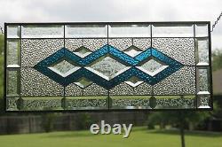 Sophistication. Beveled Stained Glass Window Panel-Transom- 28 1/2x 12 1/2