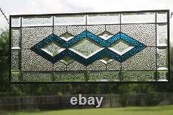 Sophistication. Beveled Stained Glass Window Panel-Transom- 28 1/2x 12 1/2