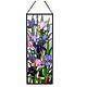 Sororia Tiffany-glass Iris Design Window Panel 11.5x31.5