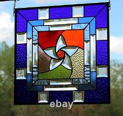 Spinning Beveled Stained Glass Panel, Window Hanging? 16 ½ x 16 ½