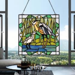 Square Stained Glass Window Hanging Handmade Tiffany Style 12 Window Panel P