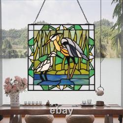 Square Stained Glass Window Hanging Handmade Tiffany Style 12 Window Panel P