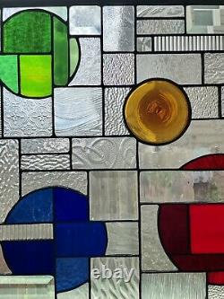 Squared Up Stained Glass Window Panel Hanging- 18 5/8x 18 5/8