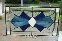 Stain Glass and Beveled Window Panel in Blue shades and white