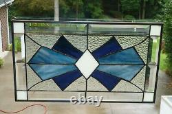Stain Glass and Beveled Window Panel in Blue shades and white
