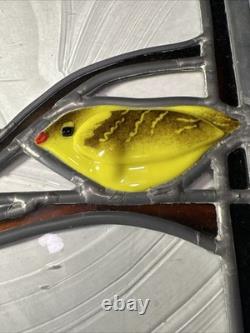 Stained Art Glass Panel Sun Catcher Birds Tiffany Style Cardinal Chickadee +++