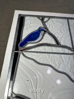 Stained Art Glass Panel Sun Catcher Birds Tiffany Style Cardinal Chickadee +++
