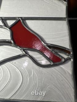 Stained Art Glass Panel Sun Catcher Birds Tiffany Style Cardinal Chickadee +++