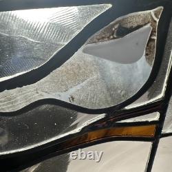 Stained Art Glass Panel Sun Catcher Birds Tiffany Style Cardinal Chickadee +++