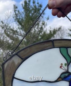 Stained Art Glass Window Suncatcher Panel Peacock Nouveau Neo Deco Decor
