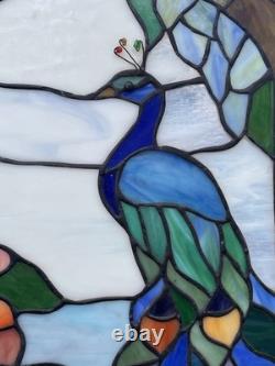 Stained Art Glass Window Suncatcher Panel Peacock Nouveau Neo Deco Decor