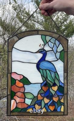 Stained Art Glass Window Suncatcher Panel Peacock Nouveau Neo Deco Decor Stained Art Glass Window Suncatcher Panel Peacock Nouveau Neo Deco Decor